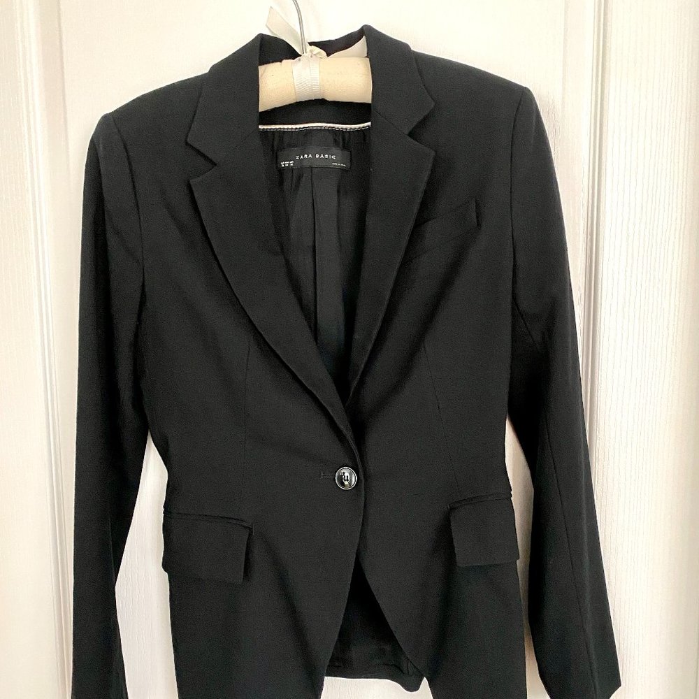 Zara Black Single Breasted One Button Blazer Size 4